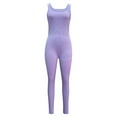 thumbnail image 1 of Puntoco Plus size Sleeveless clearance Women Yoga Rompers Ribbed Bodysuit for Women, Sleeveless Shapewear, Body Sculpting Purple 12(XXL), 1 of 4
