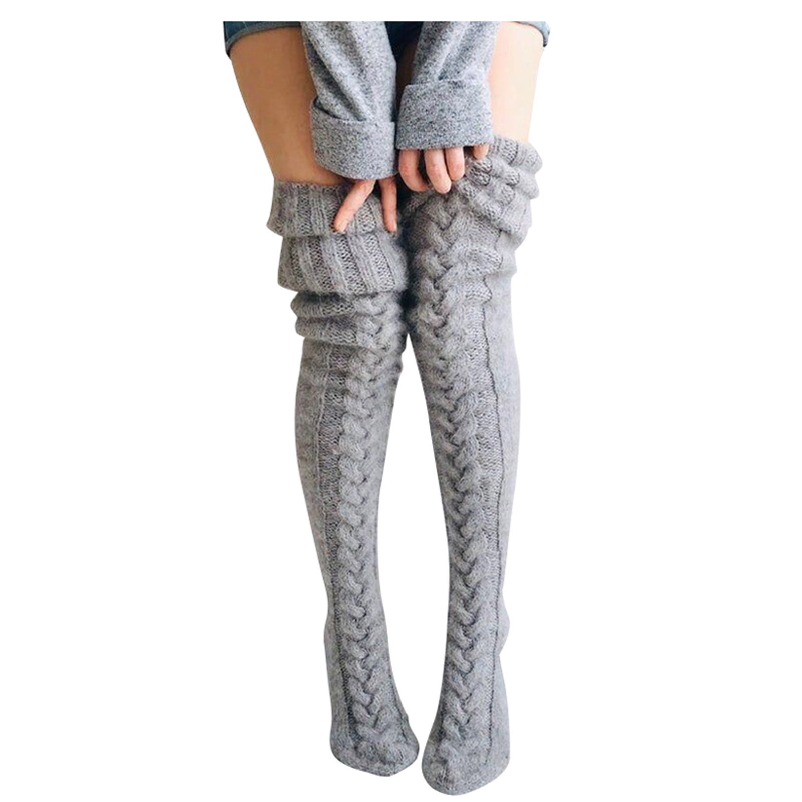 Puntoco Plus size clearance Women Cable Knit Extra Long Boot Socks Over ...