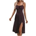 thumbnail image 1 of Puntoco Plus size dresses Summer Dresses for Women Spaghetti Strap Polka Dot Midi Dress 2025 Trendy Sexy Sleeveless Slit Beach Boho Sundresses Purple 10(XL), 1 of 6