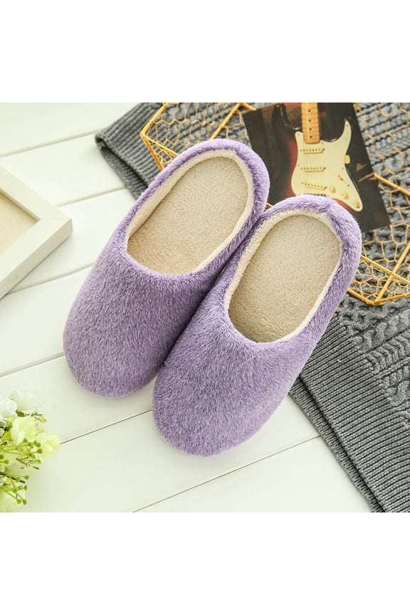 Plush Slippers Outdoor House Shoes Clearanc Women Warm Home Plush Soft Slippers Indoors Anti-Slip Winter Floor Bedroom Shoes Pink 6-6.5(36-37)