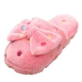 thumbnail image 1 of Puntoco Plush Slippers Outdoor House Shoes Clearanc Womens Bow Cotton Slippers Ladies Cute Winter Warm Indoor Non-Slip Home Shoe Pink 8.5-9(40-41), 1 of 4