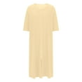 thumbnail image 1 of Puntoco Robes for Women Zipper Front Bathrobe Short Sleeve House Coat Long Nightgown with Pockets Soft Loungewear, 1 of 6