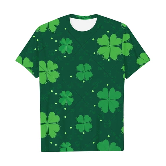 Puntoco Short Sleeve Women Tops Clearance 2025,Happy St Patrick'S Day Cotton Shirt for Women Clover Graphic Print Summer Athletic Short Sleeve Roundneck Casual Tee Tops White 12(XXL)