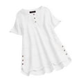 thumbnail image 1 of Puntoco Short Sleeve Women Tops Clearance 2025,Women'S Bohemian Lace Crochet Pom Pom Flowy Short Sleeve Casual Shirts Blouses Tops White XL(XL), 1 of 4