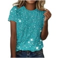 thumbnail image 1 of Puntoco Short Sleeve Women Tops Clearance 2025,Women'S Sequin Tops Sparkly Shirt Glitter Short Sleeve Tee Round Neck Velvet Tunic Party Disco Clubwear Blouse Mint Green 6(M), 1 of 4