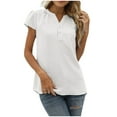thumbnail image 1 of Puntoco Short Sleeve Women Tops ,Womens Dressy Chiffon Blouses Summer Puff Petal Short Sleeve Shirts V Neck Casual Work Tops White XL(XL), 1 of 4