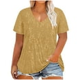 thumbnail image 1 of Puntoco Short Sleeve Women Tops ,Womens Full Sequin Sparkle Tops Shimmer Glitter Round Neck Short Sleeve Shirt Summer Disco Party Tee Shirts Tunic Blouse Silver 10(XL), 1 of 5