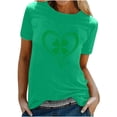 thumbnail image 1 of Puntoco Short Sleeve Women Tops ,Womens St Patrick'S Day T-Shirt Love Heart Shirts Short Sleeve Valentine'S Day Crewneck Colorful Heart Graphic Tees Tops Green 4(S), 1 of 6