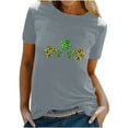 thumbnail image 1 of Puntoco Short Sleeve Women Tops ,Womens St Patrick'S Day T-Shirt Love Heart Shirts Short Sleeve Valentine'S Day Crewneck Colorful Heart Graphic Tees Tops Gray 6(M), 1 of 6