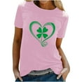thumbnail image 1 of Puntoco Short Sleeve Women Tops 2025,Womens St Patrick'S Day T-Shirt Love Heart Shirts Short Sleeve Valentine'S Day Crewneck Colorful Heart Graphic Tees Tops Pink 4(S), 1 of 6