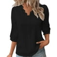thumbnail image 1 of Puntoco Short Tops Blouses for women Clearance Women's Casual Short Sleeve Solid Ladies Round Neck Top Blouse Black XL(XL), 1 of 4