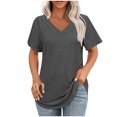 thumbnail image 1 of Puntoco Short Tops Blouses for women Clearance Women's Casual Short Sleeve Solid Ladies Round Neck Top Blouse Dark Gray L(L), 1 of 5