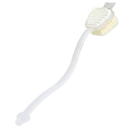 Puntoco Shower Brush with Soft and Stiff Bristles Extra Long Handle Dual-Sided Back Scrubber Bath Brush Body Exfoliator for Wet or Dry Brushing