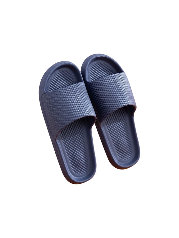 Shower Shoes Quick Drying Slippers for Women Men, Non Slip House Shoes Cushioned Thick Sole Bathroom Slippers Indoor Outdoor Soft Platform Sandals for Living Room Dark Blue-A 7.5(40)