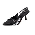 thumbnail image 1 of Puntoco Slingback Heels for Women Pointed Closed Toe Stiletto Kitten Women'S High Heeled Pumps Stray Casual Dressy Shoes Wedding Brida Party office Black 6.5(38), 1 of 9