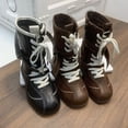 thumbnail image 1 of Puntoco Soft Soled Boots for Fall and Winter Medium and Large Children Zippered Short Boots Solid Color Boots Little Girl Fashionable Student Princess Boots Winter Snow Boots for Kids Brown 2.5(37), 1 of 9