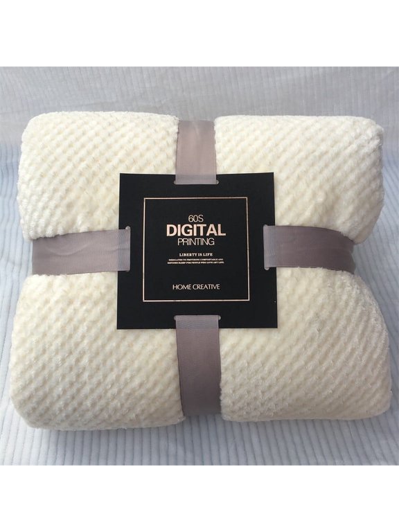 Special Offers Clearance Soft Warm Plaid Fleece Bed Blanket Large Mesh Flannel Blankets Thick Breathable white A
