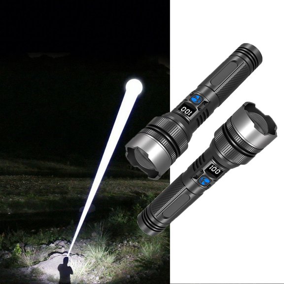 Puntoco Strong Light Flashlight Outdoor-bright Long-range Telescopic Portable White Light Rechargeable Flashlight