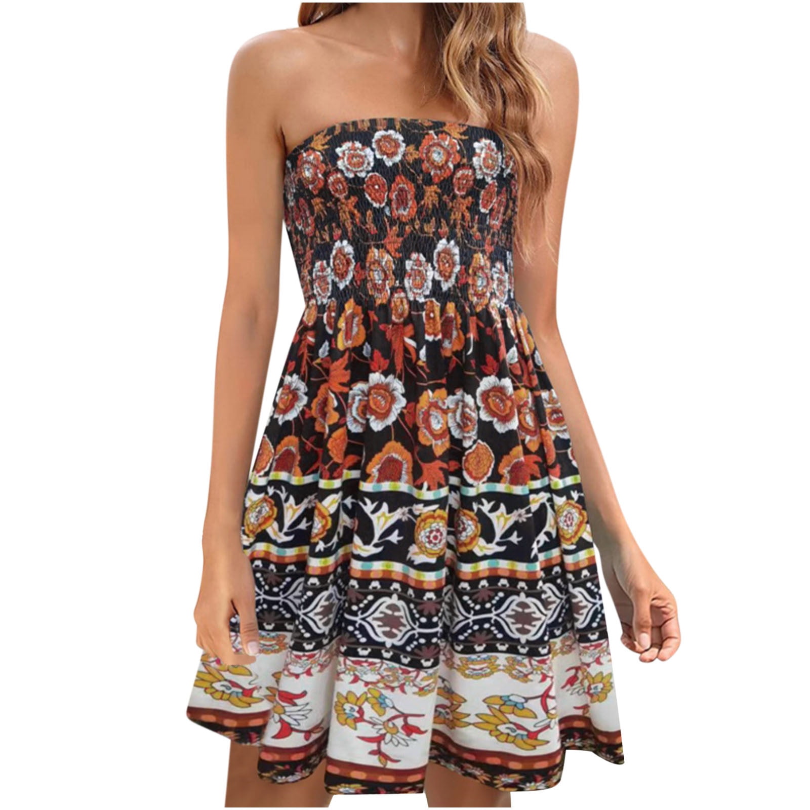 Puntoco Summer Dresses for Women 2024 Casual Beach Cover ups Strapless