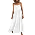 thumbnail image 1 of Puntoco Summer Dresses for Womens Summer Loose Dress Strap Beach Long Maxi Summer Dresses for Women White 12(XXL), 1 of 7