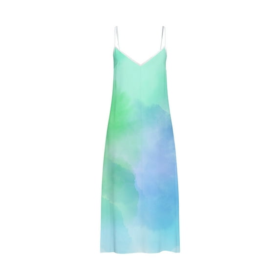 Puntoco Summer dresses for women 2025 Women's Plus Size Casual Maxi Dresses Summer Suspender Beach Dress Sundress with Pockets Green-A 10(XL)