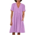 thumbnail image 1 of Puntoco Summer dresses for women 2025 Summer Maxi Dresses for Women Plus Size Cotton Linen V Neck Tiered Dress Loose Casual Maternity Beach Long Flowy Dresses Purple XL(XL), 1 of 6
