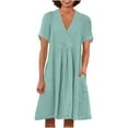 thumbnail image 1 of Puntoco Summer dresses for women 2025 Summer Maxi Dresses for Women Plus Size Cotton Linen V Neck Tiered Dress Loose Casual Maternity Beach Long Flowy Dresses Mint Green XXL(XXL), 1 of 6