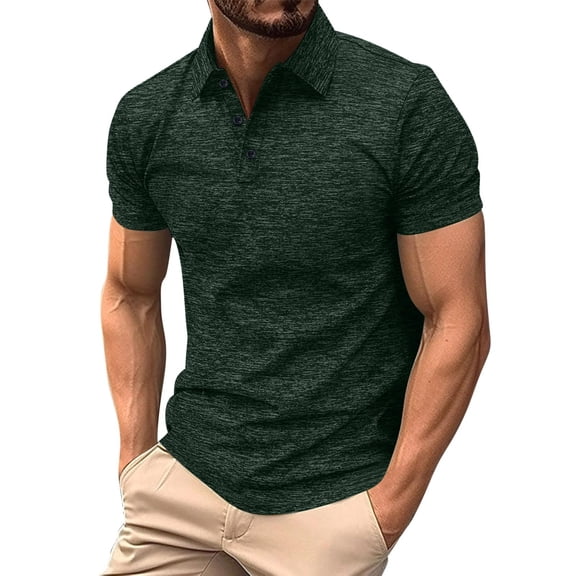 Puntoco Summer tops Mens Polo Shirts with Pocket Cotton Short Sleeve Collared Shirt Moisture Wicking Golf Shirts 3-Button Shirts Green XL(XL)