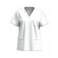 thumbnail image 1 of Puntoco Summer tops for women Clearance,Women's Classic Fit V-Neck Short Sleeve Scrub Top White XXL(XXL), 1 of 2