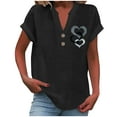 thumbnail image 1 of Puntoco Summer tops for women Clearance,Womens Summer Tops Short Sleeve Shirts V Neck Tshirts Casual Dressy Beach Vacation Clothes Black 12(XXL), 1 of 4