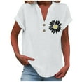 thumbnail image 1 of Puntoco Summer tops for women Clearance,Womens Summer Tops Short Sleeve Shirts V Neck Tshirts Casual Dressy Beach Vacation Clothes White 8(L), 1 of 4