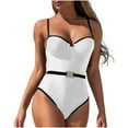 thumbnail image 1 of Puntoco Swimsuit for women 2025 Clearance Women's Belted Comfortable Swimsuit Fashion Bikini Swimsuit White 16-18(XL), 1 of 7