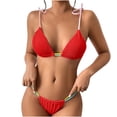 thumbnail image 1 of Puntoco Swimsuit for women 2025 Clearance Women's Solid Color Swimwear Two-piece Slim Swimsuit Bikini Straped Swimsuits Red S(S), 1 of 7