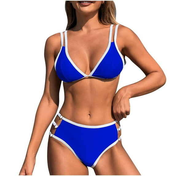 Puntoco Swimsuit for women 2025 Clearance Women's Swimsuit Piece Bikini Split Swimwear Trunks White Swimsuit Blue 8-10(M)