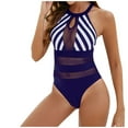 thumbnail image 1 of Puntoco Swimsuit for women Women High Waisted Bikini Sets Two Piece Swimsuit for Women Tummy Control Mesh V Neck Bikini Swimsuits Bathing Suits Blue 16-18(XL), 1 of 8