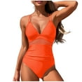 thumbnail image 1 of Puntoco Swimsuit for women Women's One Piece Swimsuit Crisscross Tummy Control Bathing Suit High Waisted Ruched Classic Retro Swimwear Orange 16-18(XL), 1 of 8