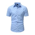 thumbnail image 1 of Puntoco Tank top for Men Mens Dress Shirts Short Sleeve Regular Fit Casual Button Down Shirt Inner Contrast Business formal Pocket Shirt Sky Blue XS(XS), 1 of 6