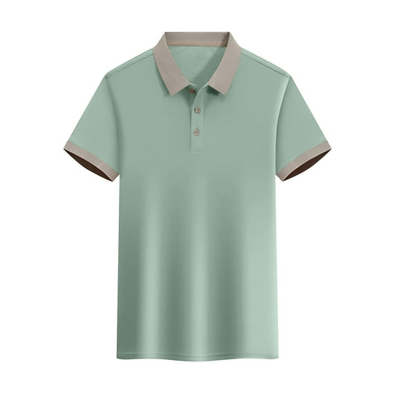 Puntoco Tank top for Men Men's Casual Polo Shirts Classic Button Basic Short Sleeve Shirt Solid Color Cotton Tees Golf Stylish Tops Mint Green-S M(M)