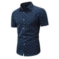thumbnail image 1 of Puntoco Tank top for Men Mens Dress Shirts Short Sleeve Regular Fit Casual Button Down Shirt Inner Contrast Business formal Pocket Shirt Navy XS(XS), 1 of 6