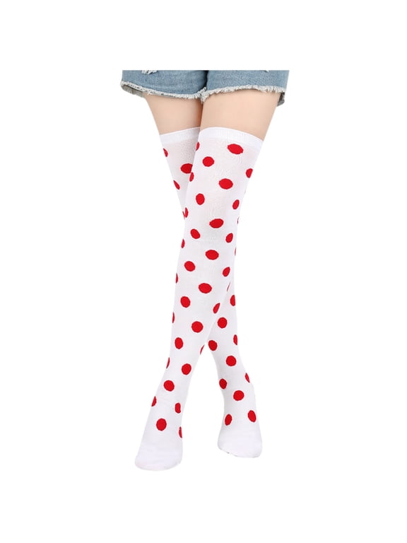 Thigh High Socks for Women Polka Dot Over Knee High Socks Long Stockings