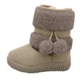 thumbnail image 1 of Puntoco Toddler Baby Boy's Girl's Snow Boot Flat Pom Pom Winter Warm Shoes Ankle Booties Kids Shoes Clearance, 1 of 4