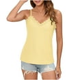 thumbnail image 1 of Puntoco Tops Blouses for women Clearance 2025,Womens Lace Camisole Tops V Neck Spaghetti Strap Cute Top Sleeveless Blouses Loose Fit Eyelet Tops for Women Yellow 10(XL), 1 of 7