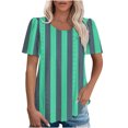 thumbnail image 1 of Puntoco Tops Blouses for women Clearance 2025,Womens Summer Tops 2025 Color Block Shirts Casual Crewneck Oversized Tshirts Ribbed Knit Tees Blouse Green S(S), 1 of 7