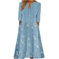 thumbnail image 1 of Puntoco Two-Piece Women's Summer Printed V-Neck Elegant A Line Tank Dress and Half Sleeve Cardigan Tops Set Suit Light Blue 10(XL), 1 of 5
