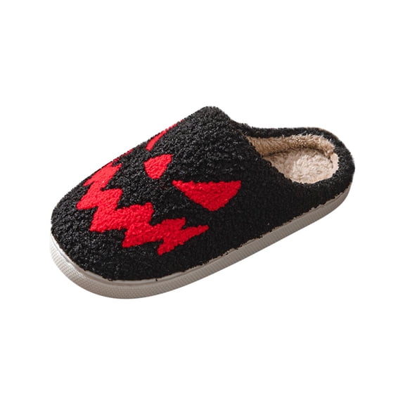 Puntoco Unisex Halloween Slippers Ghost Slippers Cute Cozy Warm Plush Slip-On House Indoor and Outdoor Shoes Red 40