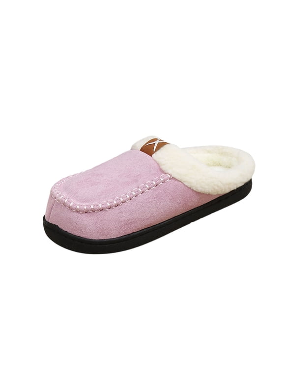 Unisex Sherpa Lined Faux Suede Mule Slippers, Non Slip Indoor Outdoor Couple Winter House Slides Shoes