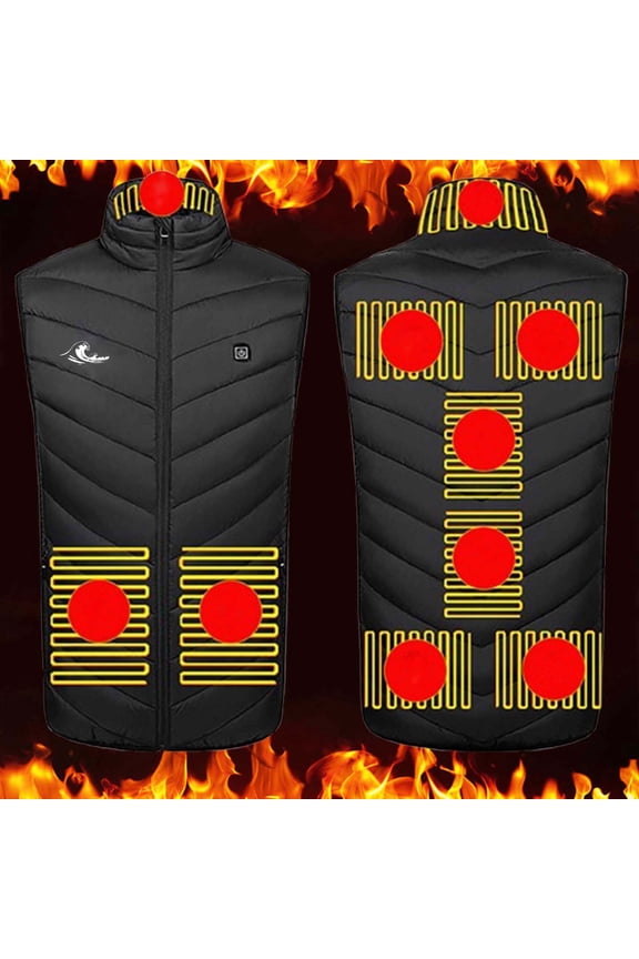 Unisex Zipper Key Press Control 2 Heating Jacket Heated USB Charging Version Black M(M)