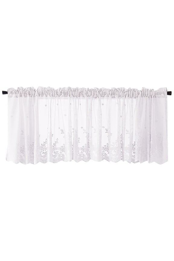 Windows Rod Pocket Water Repellent Toppers for Basement Bathroom Laundry Window Waffle Woven Textured Short Kitchen Curtain Valances,One Panel, 51*16 inches