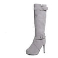 thumbnail image 1 of Puntoco Winter Warm Boots Clearanc Winter Large Size for Women Pointed Soled Thick Ladies High Heels Shoes Gray 9.5(43), 1 of 5