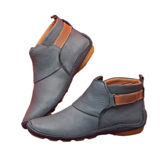 Puntoco Winter Warm Boots Clearanc Winter Women'S Ankle Round Toe Low Wedge Heel Casual Shoes Blue 6.5(38)